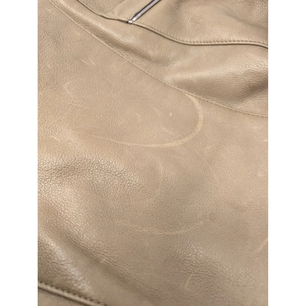 B. Makowsky Taupe Leather Hobo Bag Leopard Print Lining Silver Hardware Large